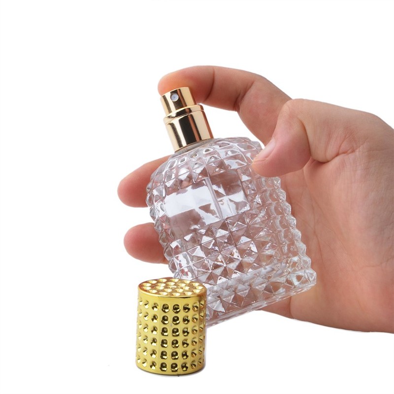 Enslz 50ml Refillable Clear Glass Luxury Spray Perfume Bottle Empty