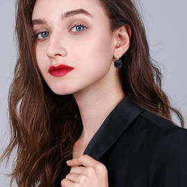 JIMARIN Sparkly Crystal Square Leverback Earrings Rhinestone Geometry Dangle Drop Earrings For Women Brides Bridesmaids Weddings (Black)