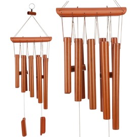 AIMALL Bamboo Wind Chime, Natural Bamboo Craft for Peaceful Ambiance, Home and Garden Decor, Ten Tubes, 23.6in Length