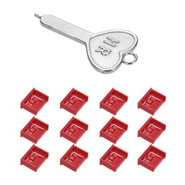 MECCANIXITY 12 Port Blocker Locking USB Port/Dust PC Blocker with Coded Key,Red