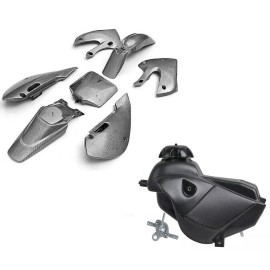 PCC CARBON FIBER COLOR PLASTIC + GAS TANK SET FOR KLX110 DRZ110 PIT BIKE PS12+GT03