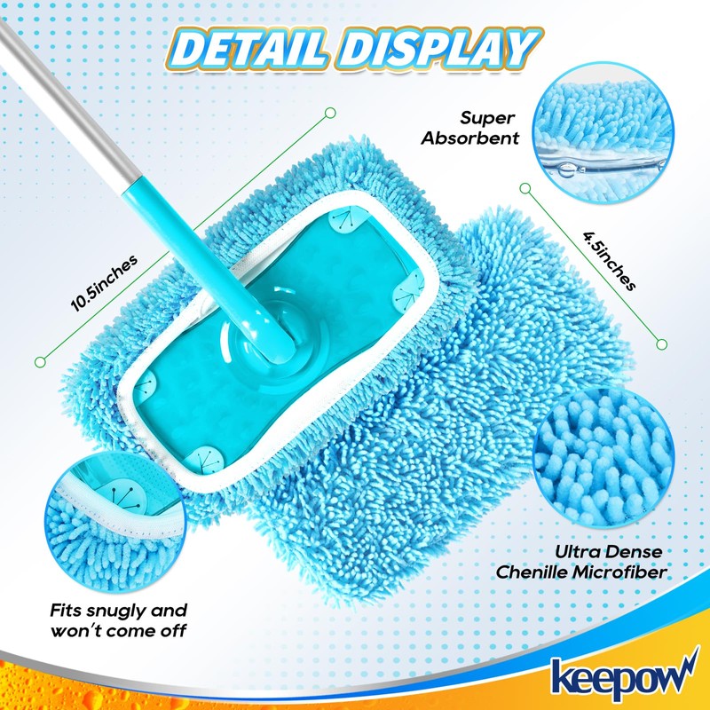 KEEPOW Pack of 4 Microfibre Wet Pads Compatible with Flash