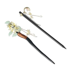 Wooden Vintage Flower Rabbit Tassel Hair Sticks Handmade Chinese Style Hair Chopsticks Hairpins Elegant Hair Accessories for Women Girls