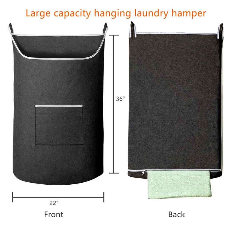 SAVERHO XL Hanging Laundry Hamper Bag, Black Door Hanging Hamper