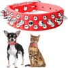 Pimaodog Spiked Studded Dog Collar, Adjustable Soft Leather Puppy Collar