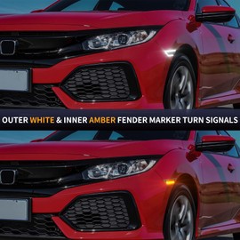 GemPro Honda Civic 10th Generation FK7 FK8 FC1 Coupe Sedan Type R Hatchback Sport Touring Si LX/LX-P/EX/EX-L/EX-T etc Front Fender LED Side Marker with Sequential Winderlight Function Set of 2 Smoke