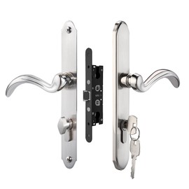 HauSun Storm Door Handle Set Replacement Kit with 2 Point Mortise Lock and Key,Security Door Keyed Lever Handle Fits for Pella and Larson Screen and Storm Door (Brushed Nickel)