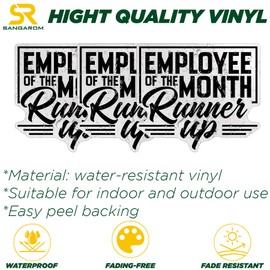 Employee of The Month Runner Up Sticker Great for Boss, Coworker Inspirational Sarcasm Die Cut Waterproof Vinyl Sticker for Water Bottle Tumbler Hard Hat Helmet Car Laptop Gift (6 Inches)