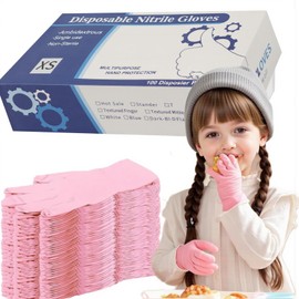 Kids Disposable Nitrile Gloves for 4-10 Years, Suitable for Gardening, Cooking, Painting, Latex and Powder Free -100 PCS (PINK)