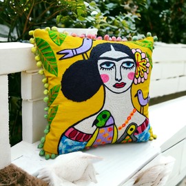 RMU Decorative Mexican Floral Cushion Cover. Boho Pillow Cover 40X40 CM