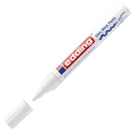 edding 750 gloss paint marker - white - 1 paint marker - round nib 2-4 mm - paint pen for glass, pebbles, wood, plastic, paper - waterproof, high coverage