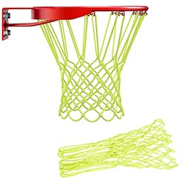 Lopsity Basketball Net Replacement, Outdoor Upgrade Thick Professional Basketball Nets Heavy Duty,All Weather Anti Whip,Fits Standard Indoor and Outdoor 12-Loop Rims (Yellow-Nightlight)