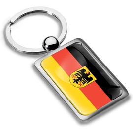 Biomar Labs® KK 218 Metal Keyring Car Key Fob Gift Metal Key Ring with Gift Box Stainless Steel Germany Flag Germany Flag, silver