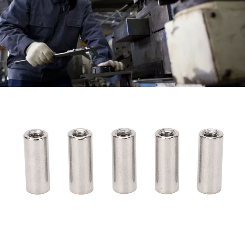 20 Pcs Round Connector Nut M6x1.0 10 L25mm Rod Coupling