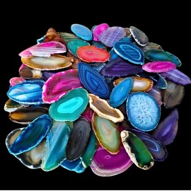 Mixed Agate Slices Bulk Lot Wholesale Quartz Mineral Geode Crystal Slice Slab - 10 Agate Slices (3.5 - 4 inches)