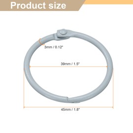 sourcing map 50pcs Binder Rings 1.5 Inch Loose Leaf Binder Ring Metal Book Rings Colorful Loose Leaf Rings for Index Cards Keychain Key Notebook Rings for Home Office, Grey