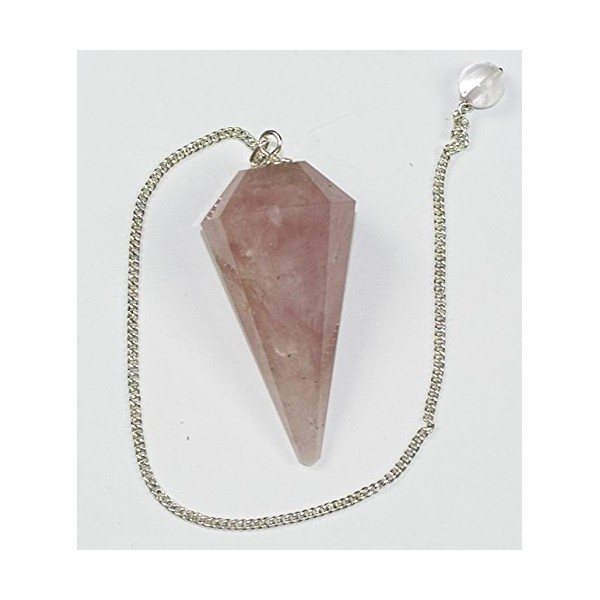 Natural 12 Faceted Gemstone Crystal Pendulum (Rose Quartz)