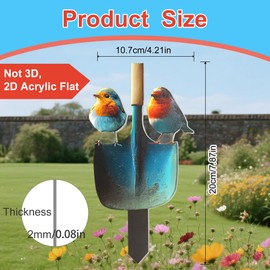 QACUU Acrylic 2D Flat Garden Ornament Insert, Decorative Garden Decor and Outdoor Ornaments, Lovely Robin Bird Graphic, Also Acts as Bird Scarer or Pigeon Deterrent for Gardens