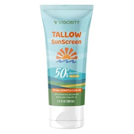 Beef Tallow Sunscreen with Zinc Oxide: Natural Non-Toxic SPF 30 Tallow Sunblock Cream for Face & Body - with 10 Food-Grade Botanical Extracts - Kids & Sensitive Skin Safe, Water-Resistant - 3.4 FL OZ