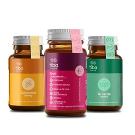 Triple Pack Kit Beauty: Cúrcuma, Kirei (Piel-Cabello-Uñas) y Té Verde | Antioxidantes + Bienestar General + Energía y Metabolismo. Resultados desde la primera cápsula - 90 cápsulas veganas - TIBA SALUD
