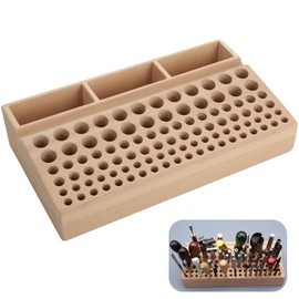 Joyibay 2 PCS Wooden Leather Tool Holders, Wooden Leather Craft Tools Rack Stand with 98 Holes, Wooden Leather Tools Storage Box for Hole Punch Leather Tools
