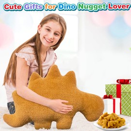 Aiideals Dino Nuggets Pillow, Dinosaur Chicken Nuggets Plush Funny Gifts for Teen Boys Girls, Fun Throw Pillows Cute Room Decor for Teens Dinosaur Gifts (Large, Stegosaurus)