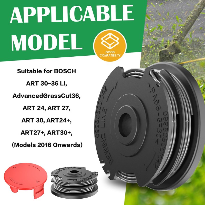 XIJIANG 3Pcs Replacement Strimmer Spool Line, with Trimmer Spool Cover
