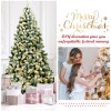 Costway 7.5Ft Pre-Lit Premium Snow Flocked Hinged Artificial Christmas Tree