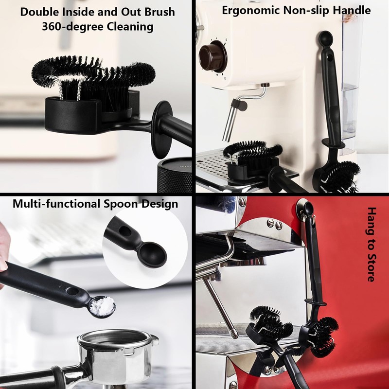 Cleaning Brush Set for Espresso Machines with Portafilter Cleaning Disc