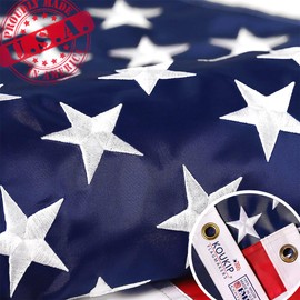 Double Sided Embroidery American Flag 3x5 Outdoor Made In USA- Heavy Duty 340D Great Nylon United States USA Flags Banners with 2 Brass Grommets