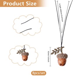 CHGCRAFT 8 Pieces Real Acorn Necklace with Waxed Thread Acorn Pendant Necklace with Leaf and Bird for DIY Earring Necklace Bracelet Jewellery Crafts Making, Wood