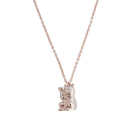 Honeycat Lucky Cat Charm Necklace in Gold, Rose Gold, or Silver | Minimalist, Delicate Jewelry (Rose Gold)