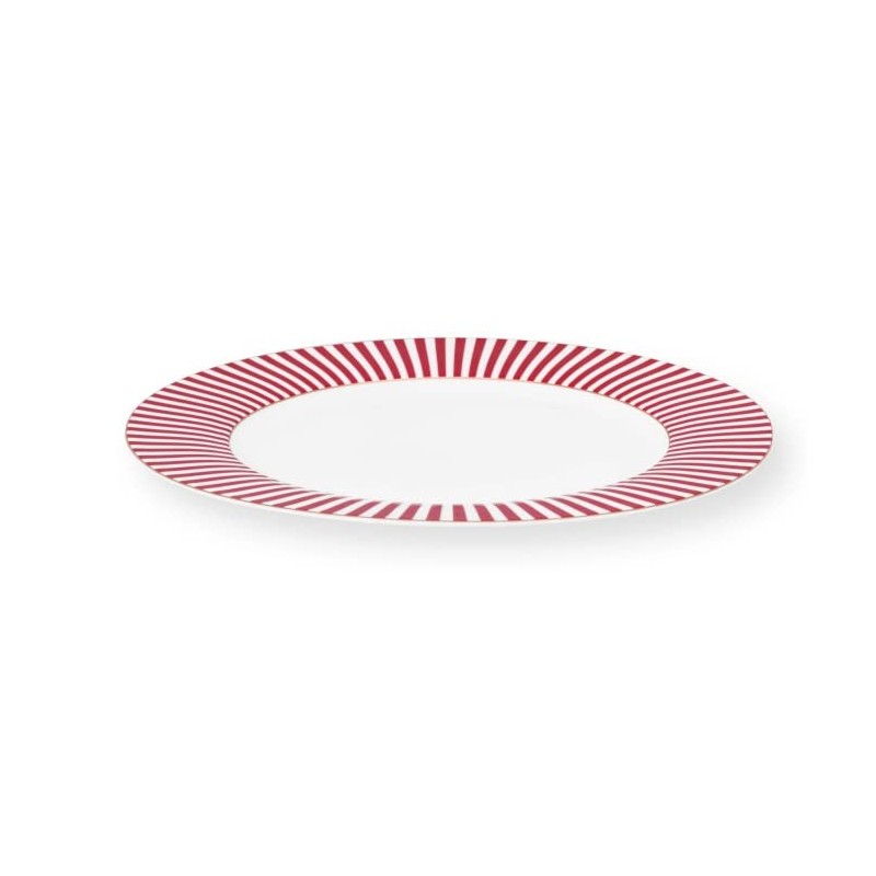 Pip Studio Royal Stripes 51001347 Dinner Plate Dark Pink 26.5