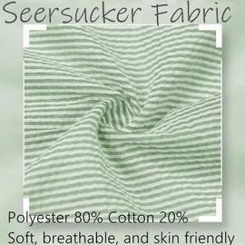 2 Piece Suit Men Seersucker Suits Blazer Shorts Set for Men Casual Striped Holiday Outfits for Summer Beach Wedding Grass Green Suits