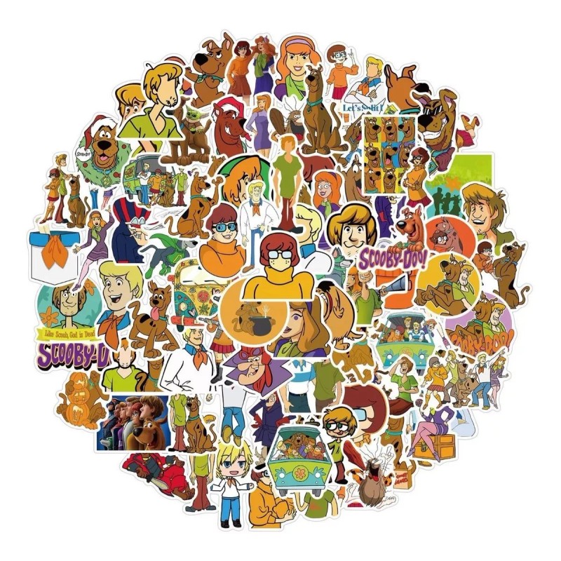 Scooby Doo 50 Calcomanias Stickers Caricatura Contra Agua