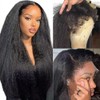 Romface 24 Inch Kinky Straight Lace Front Wigs Human Hair