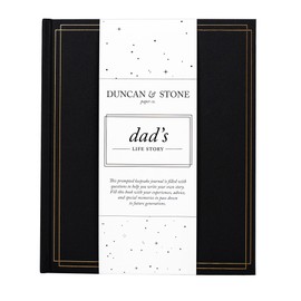 DUNCAN & STONE PAPER CO. 85 Page Dad's Story Book - Linen Bound Journal For Dad - Memory Book For Dad To Fill Out w/Prompts, Family Tree & More for Journaling (Charcoal)