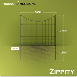25in H (5 Fence Panels) No Dig Easy Install Zippity Black Metal Fence, Decorative Fence Ideal for Garden Fencing For Dogs, Temporary Fence or Garden Fence Animal Barrier, WF29001 | Zippity Outdoor Products