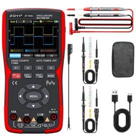 Mulcort 3-in-1 Digital Multimeter, 50MHz Bandwidth, 280MS Sample Rate, PC Waveform Data Storage, Dual Channel Oscilloscope Signal Generator, 3.5 Inch Colour Display, Digit Multimeter, Hand