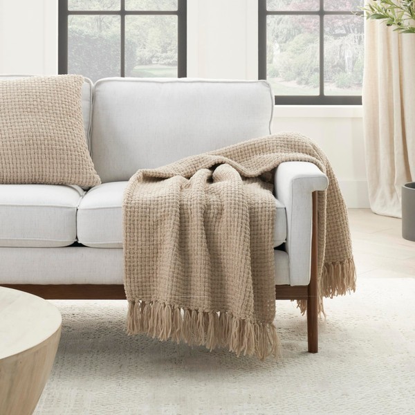 Mina Victory Lifestyle Throw Blanket, 50" x 60", Beige