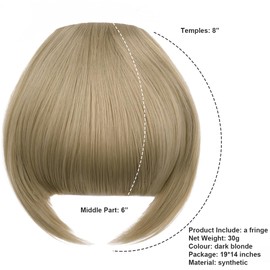 BUYOGET Clip in Fringe Hair Extension Natural Deep Blonde Straight Fake fringe Clip on Bangs Hair Clip for Women Girls