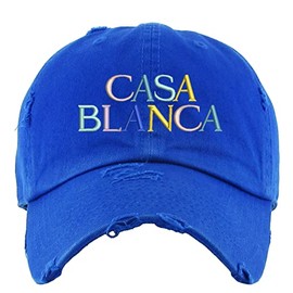 Casablanca Embroidered Vintage Adjustable Dad Hat (Royal Blue)
