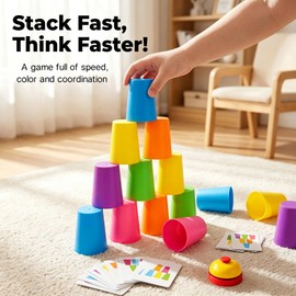 EGOeric Speed Stacking Cups Game Set - 12 Stacking Cups, 54 Cards, Bell
