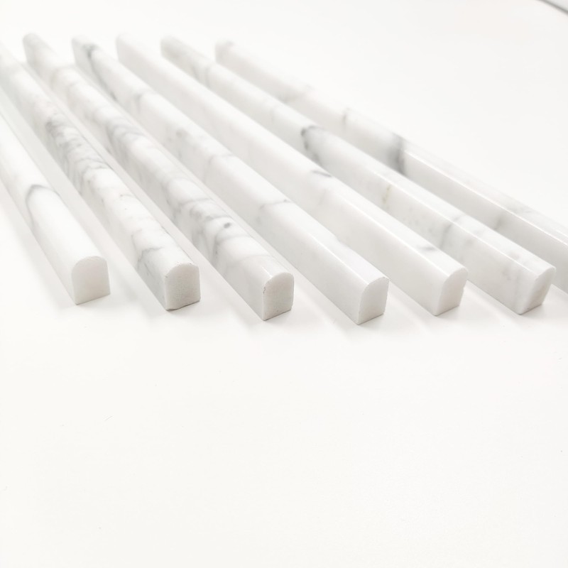 Jusmioke 15 Pack 0.5"X12" Carrara White Marble Pencil Liner Tile,