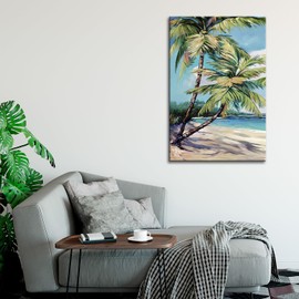 Palm Tree Wall Art Decor Painting Pictures Print On Canvas, Tropical Beach Framed Canvas Wall Art for Home Decoration Living Room Bedroom Artwork
