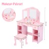Kids Vanity with Tri-Fold Mirror, Little Girls Vanity Table &