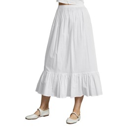 BEAUZSUZSANA Women 100% Cotton Half Slip Dress for Under Dresses Long Underskirt Non Cling (White-85cm,2XL)