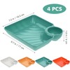 Housoutil 4PCS Dumpling Plates with Sauce Holder, Plastic Chips Dip