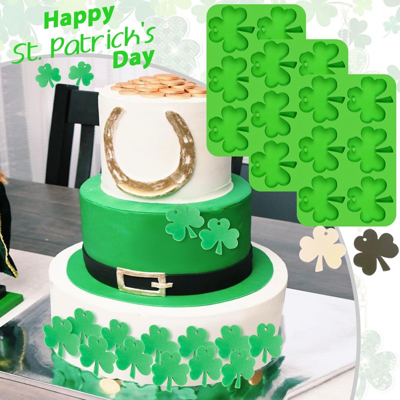 Webake Shamrock Silicone Mold, 6-Caivty Shamrock Mold for Chocolate, Candy,