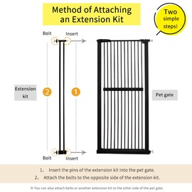 Lumizone Extra Tall Cat Gate Extension Kit 61.02" High Pressure Mounted 4.13" Extra Wide 1.37" Gap No Drilling Tall Pet Gate for Dogs (Black, 4.13"/10.5cm)